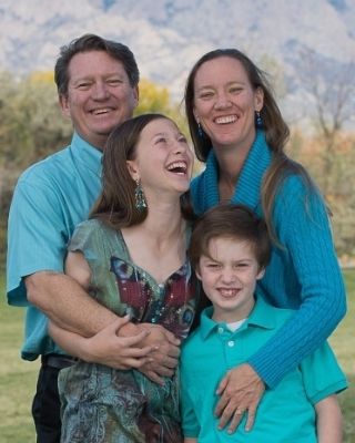 Happy Family in Albuquerque wearing turquoise
